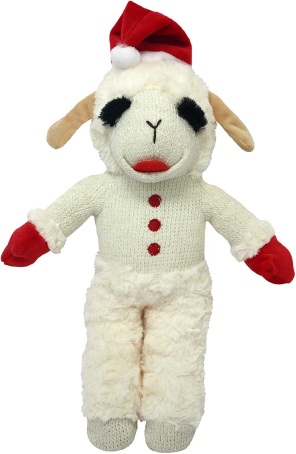 MULTIPET Holiday Lamb Chop with Reindeer Antlers Plush Dog Toy (10.5" Laying Lamb) image number 2