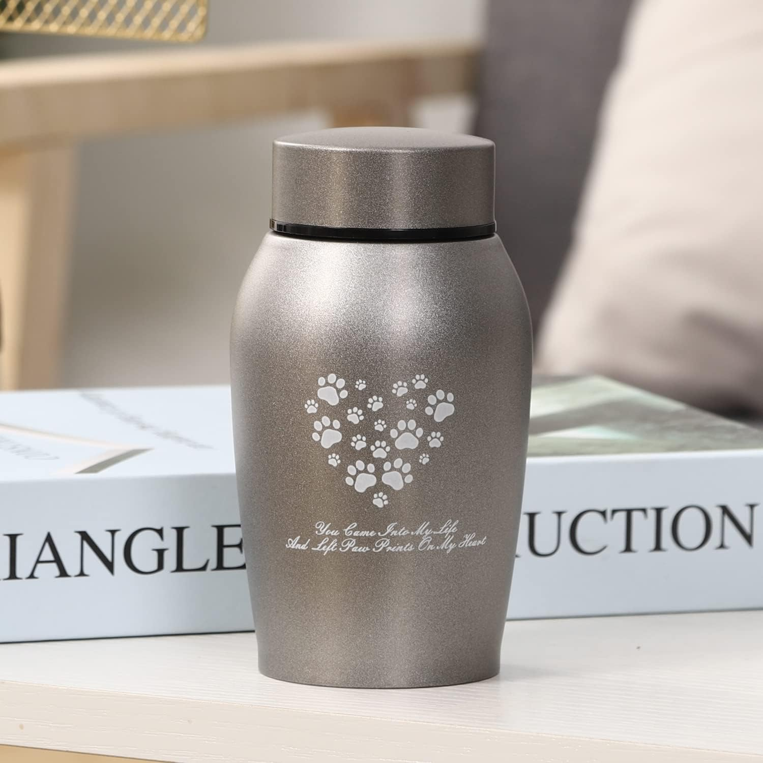 Youdear Memorials Stainless Steel Pet Urn for Dog and Cat Ashes - Premium, Suitable Size (Small, Grey)