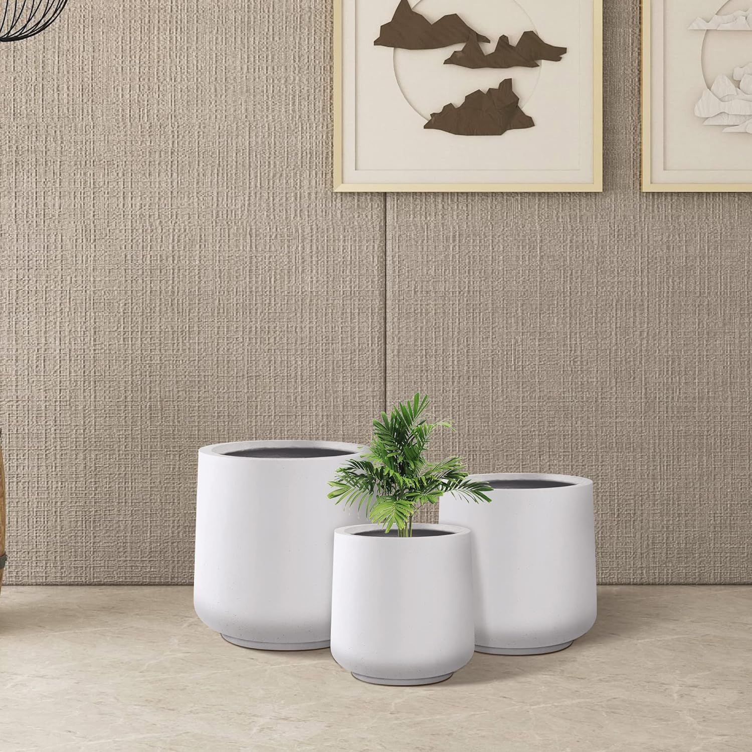 Kante round Pure White Concrete Planter (Set of 3) image number 3