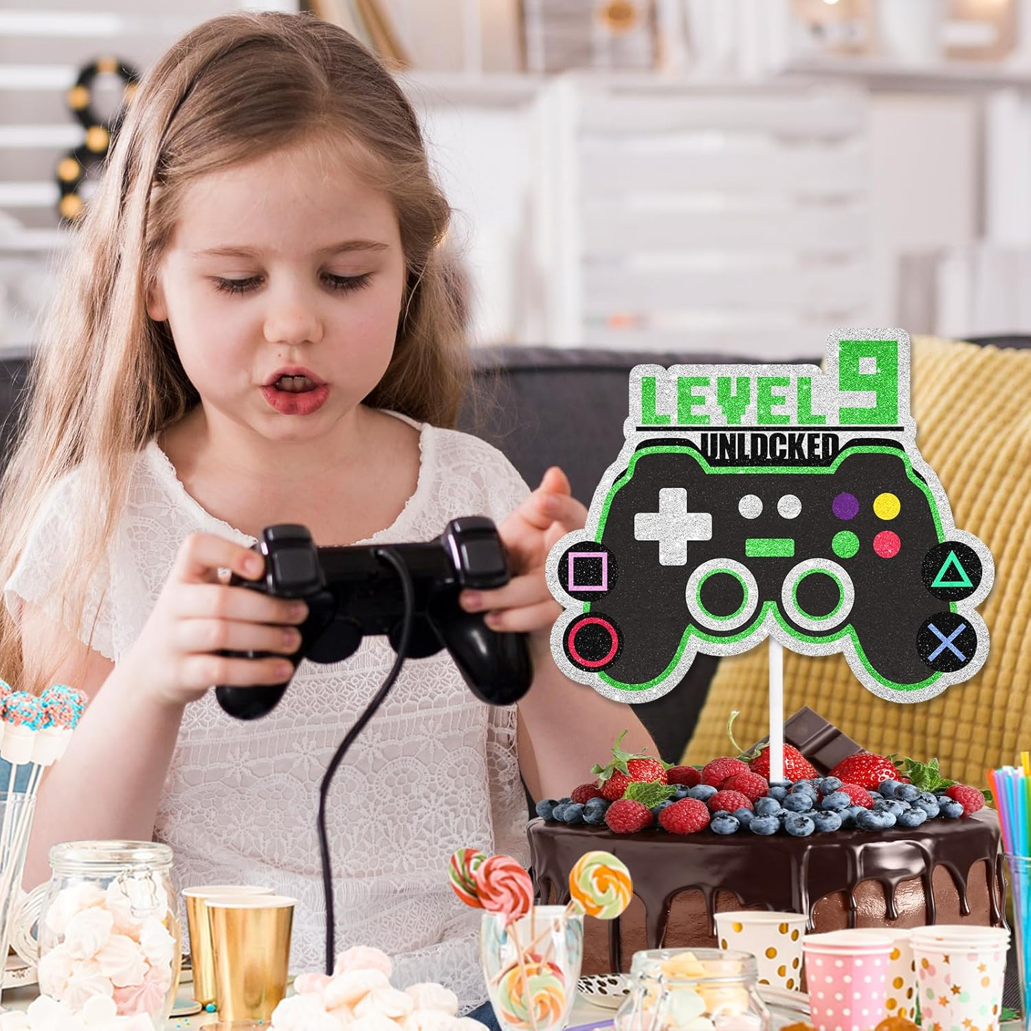 Game Controller Cake Topper Video Game Theme Level up 9 Happy Birthday Unlocked Decoration, Boys and Girls Birthday Party, Game Night, or Anniversary Party Decoration, Birthday Gift for Kids.Liangss - 11Th image number 6