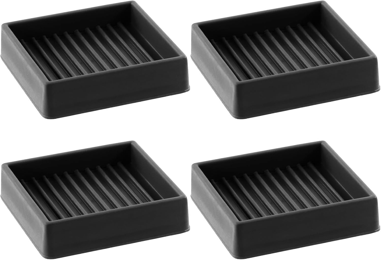 Tanstic 4Pcs 3X3 Square Rubber Furniture Caster Cups with Anti-Sliding Floor Grip Square Rubber anti Skid Caster Cups Non Slip Furniture Pads for Sofa Bed Chair(Brown)