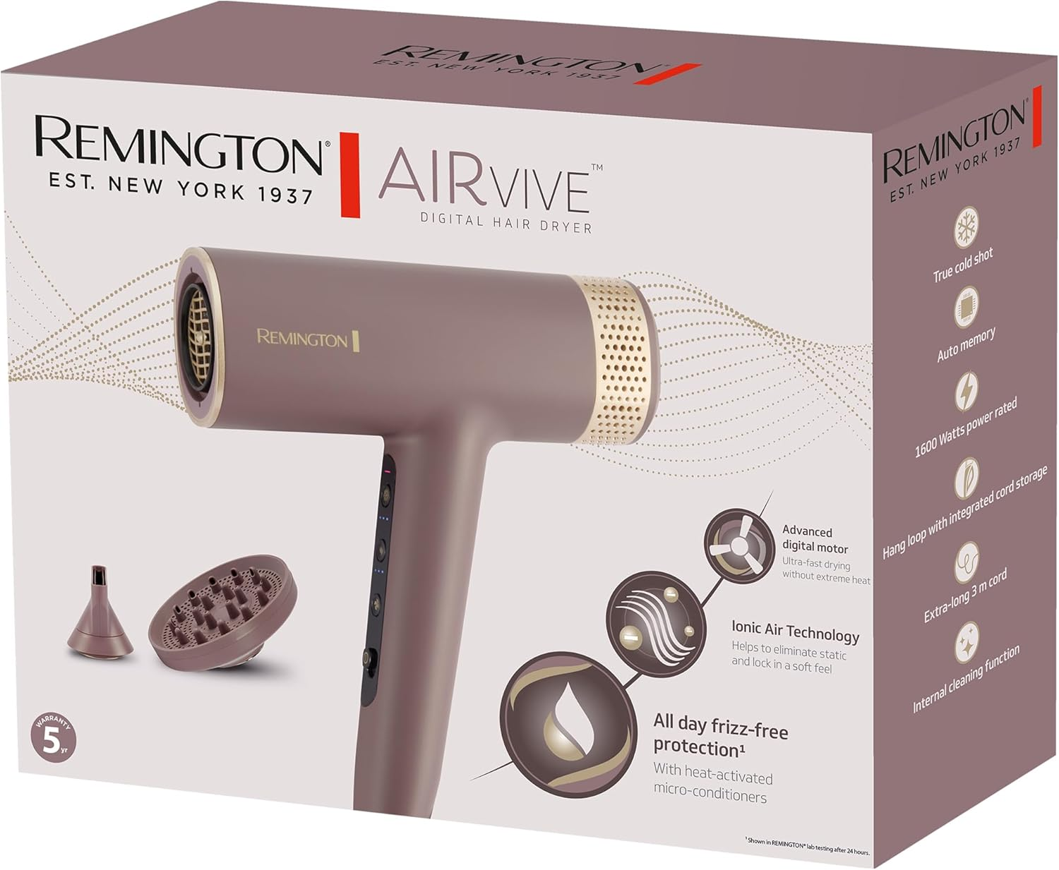 Remington Airvive&trade; Digital Hair Dryer, EC8930AU, Ionic Air Technology, Advanced Digital Motor, Protective Thermal Sensor, Balanced T-Shape Design, 12 Heat and Speed Combinations image number 4