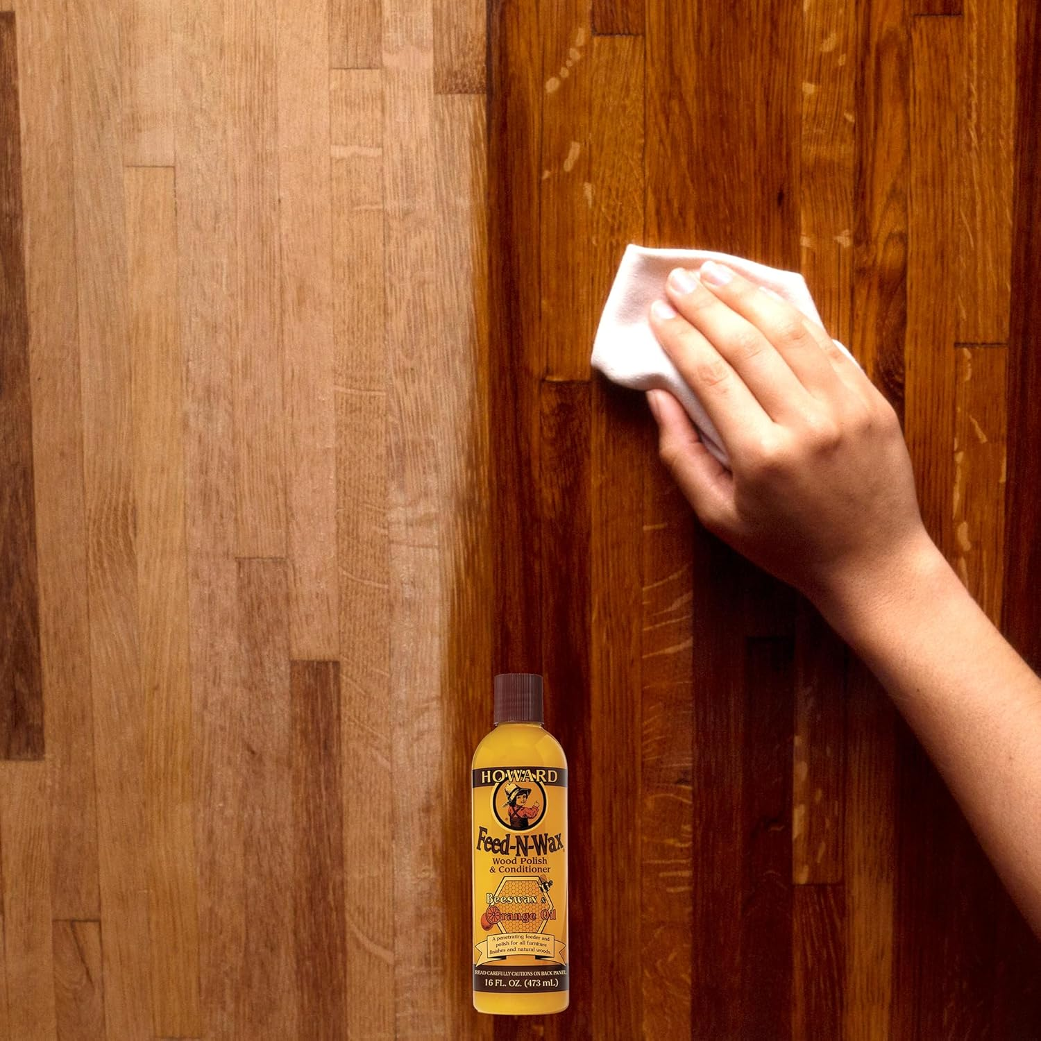 HOWARD PRODUCTS Australia Feed-N-Wax FW0016 Premium Beeswax & Orange Oil Wood Polish and Conditioner, 473Ml | Effective at Preventing Wood Deterioration and Dryness and Maintaining Wood Finishes image number 2