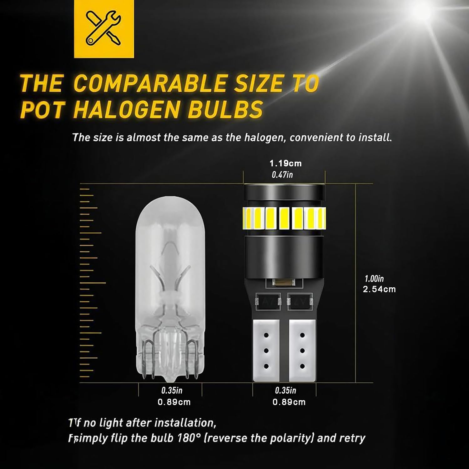 4-Pack 194 LED Bulbs for License Plate Light, 6000K White 168 2825 W5W T10 24-SMD 3014 Chipsets for Car Dome Door Map Dash Courtesy Cargo License Plate Lights image number 5