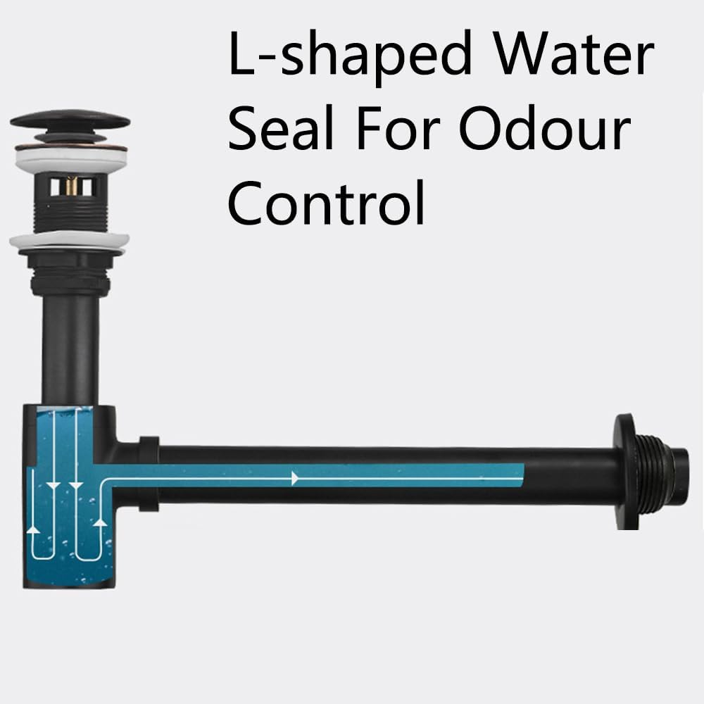 Sink Waste Bottle Trap, Pop up Basin Waste and Bottle Trap Set with 120Mm Extension Tube, Adjustable Drain Tube for Kitchen Bathroom Sinks image number 3