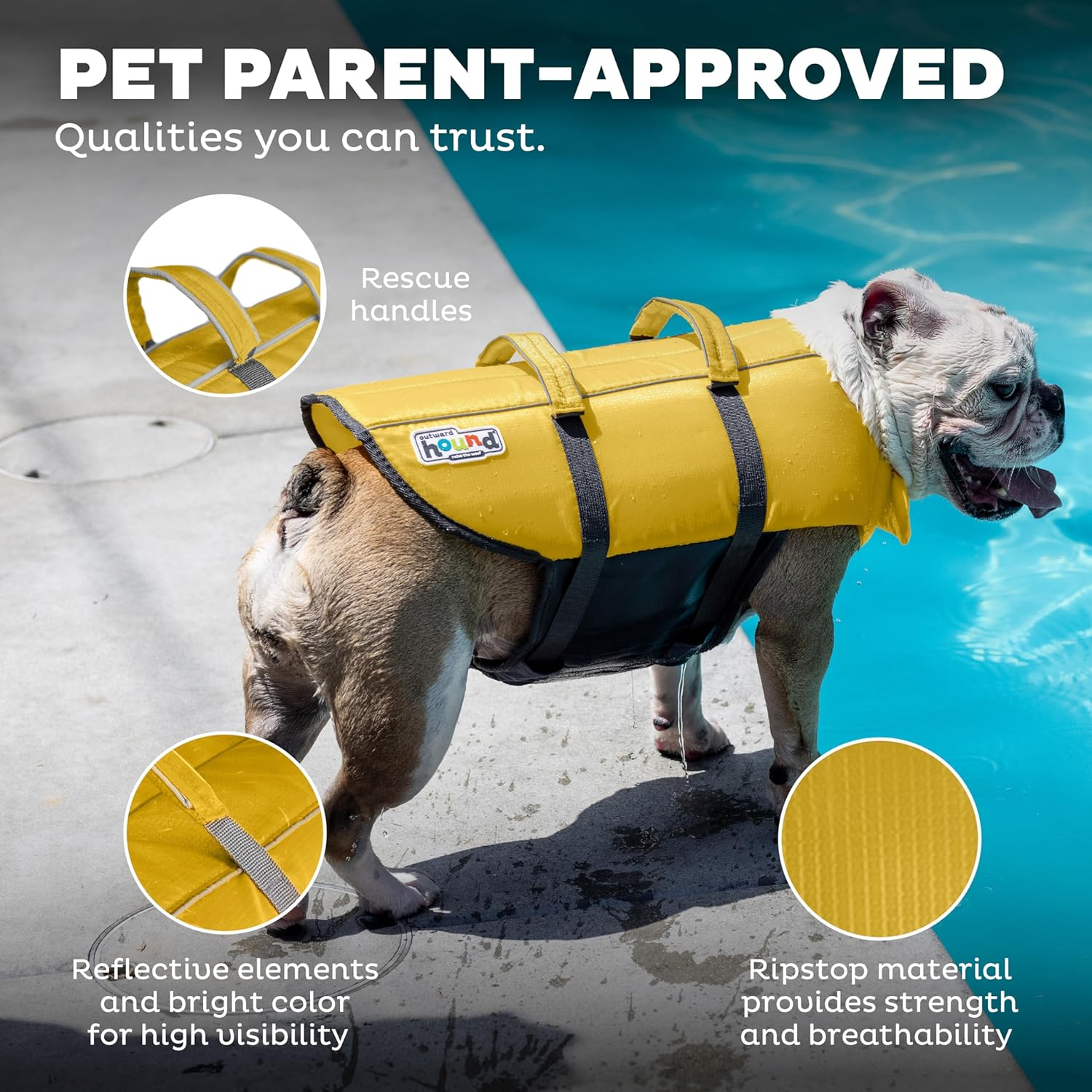 Outward Hound Granby Splash Yellow Dog Life Jacket, Medium image number 6
