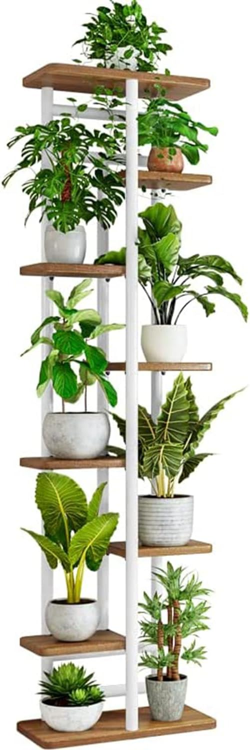 Uptyia Plant Stand 8 Tier 9 Potted Indoor Plant Shelf Multiple Stands for Garden Corner Balcony Living Room (8Tier 9 Potted-Dark Wood Grain) image number 1