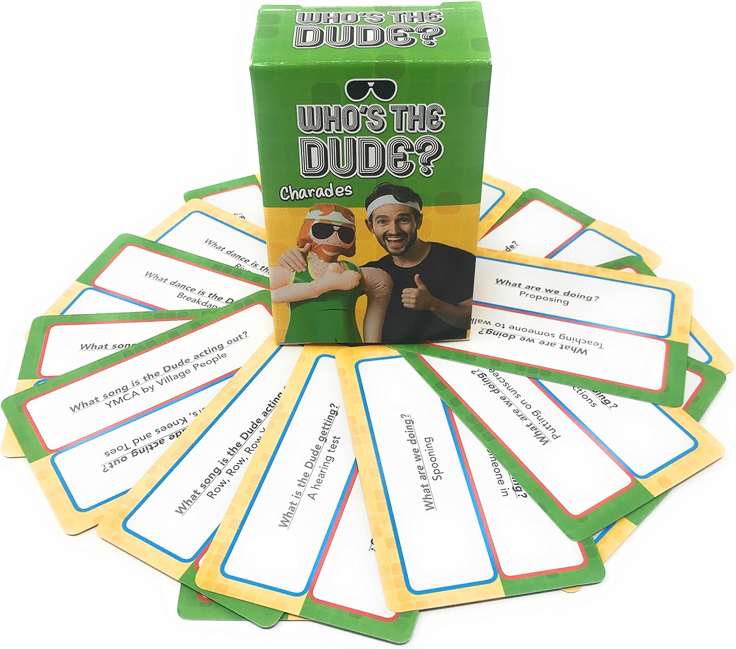 Identity Games Who'S the Dude Charades Game - Use the Life Size Inflatable Dude to Act Out up to 440 Hilarious Scenarios - Ages 16+,Green, Yellow image number 2
