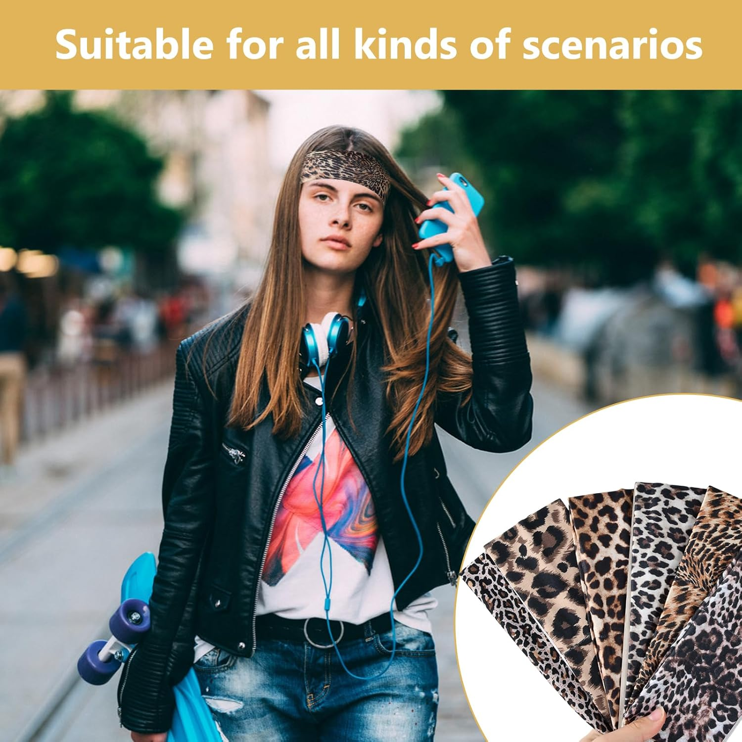 6 Pcs Hair Bands Stretchy Headbands for Women'S Hair,Leopard Hair Bands for Women,Elastic Headband,Womens Headbands,Ladies Wide Headband Head Bands for Women Yoga Sports Hair Accessories image number 2