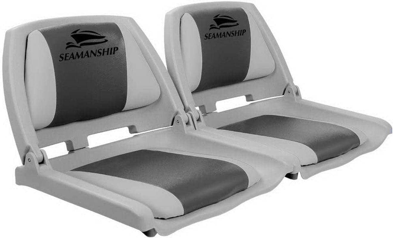 Seamanship Boat Seats, Set of 2 Folding Seat Swivel Chair Floor Chairs Marine Seating Fishing Outdoor Accessories, All Weather Conditions Stainless Steel Grey image number 1