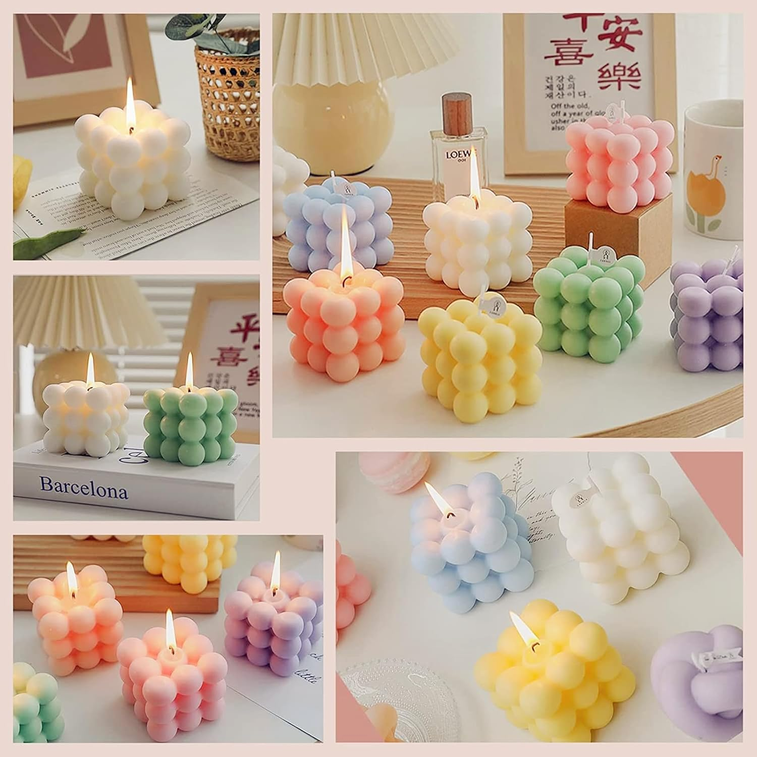 2 Pieces Bubble Candle Soy Wax Scented Candle for Bedroom, Dorm, Bathroom, Home - Scented Candle Set of 2 Pieces for Gifting, Decorating 2.2" W X 2.36" H (Green + Purple) image number 2