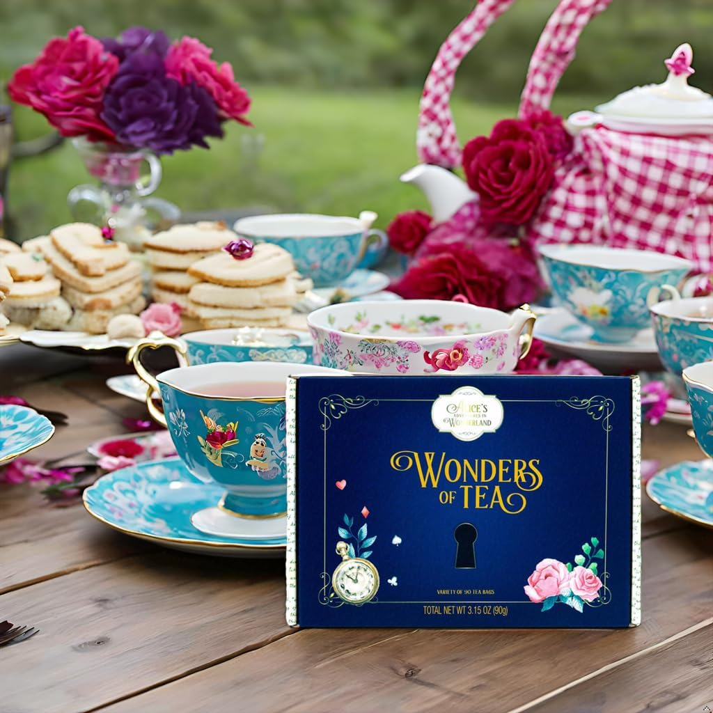 Thoughtfully Alice&rsquo;S Adventures in Wonderland, Wonder of Tea Gift Set, Tea Sampler Includes 6 Flavours of Tea with Book Quotes and Illustrations, Set of 90 image number 3