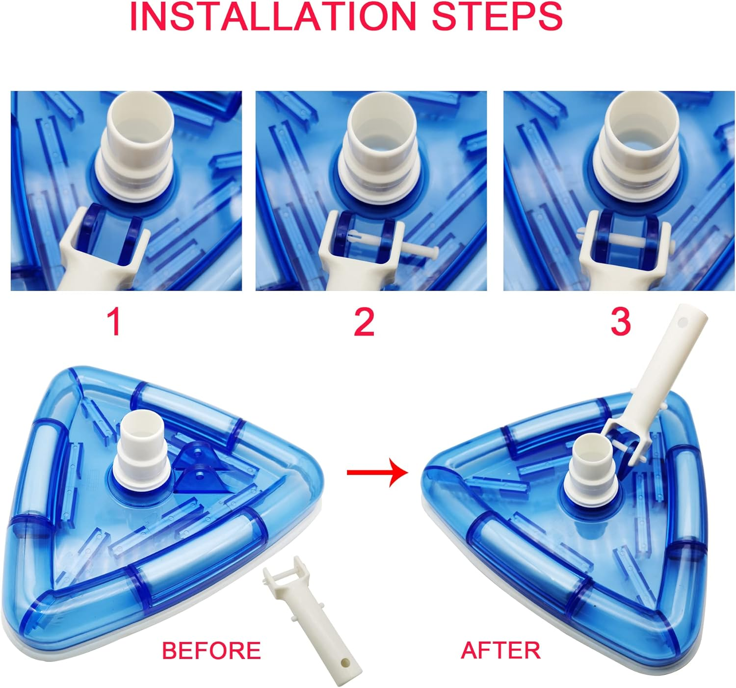 EZ SPARES Easy Life Swimming Pool Cleaning Tool Pool Vacuum Cleaner Head Standard Dimmer Brush Triangle Shape image number 4