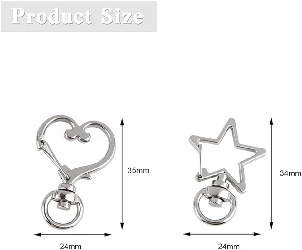 20Pcs Metal Swivel Lobster Clasp Snap Hook Heart Shape, Metal Heart Spring Snap Keychain Clip DIY Key Chains Accessories,For Jewelry, Keychain Making, DIY Craft(Gold, Silver) image number 5
