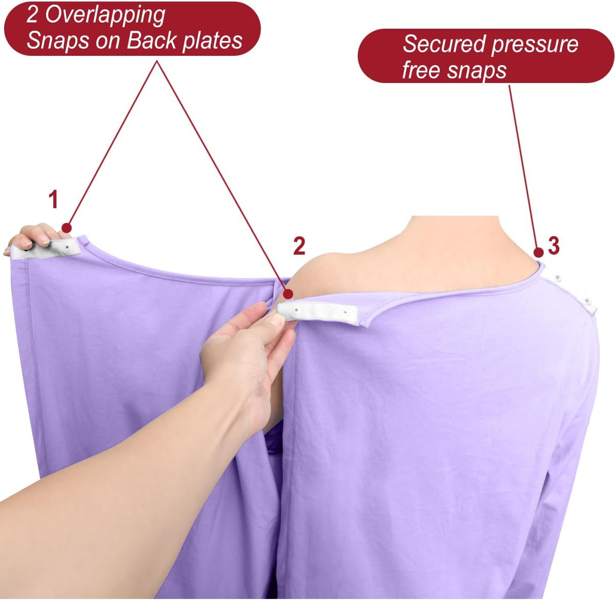 Open Back Hospital Gowns for Women Long Sleeve Open Back Dress Nursing Gowns Post Shoulder Surgery Dress