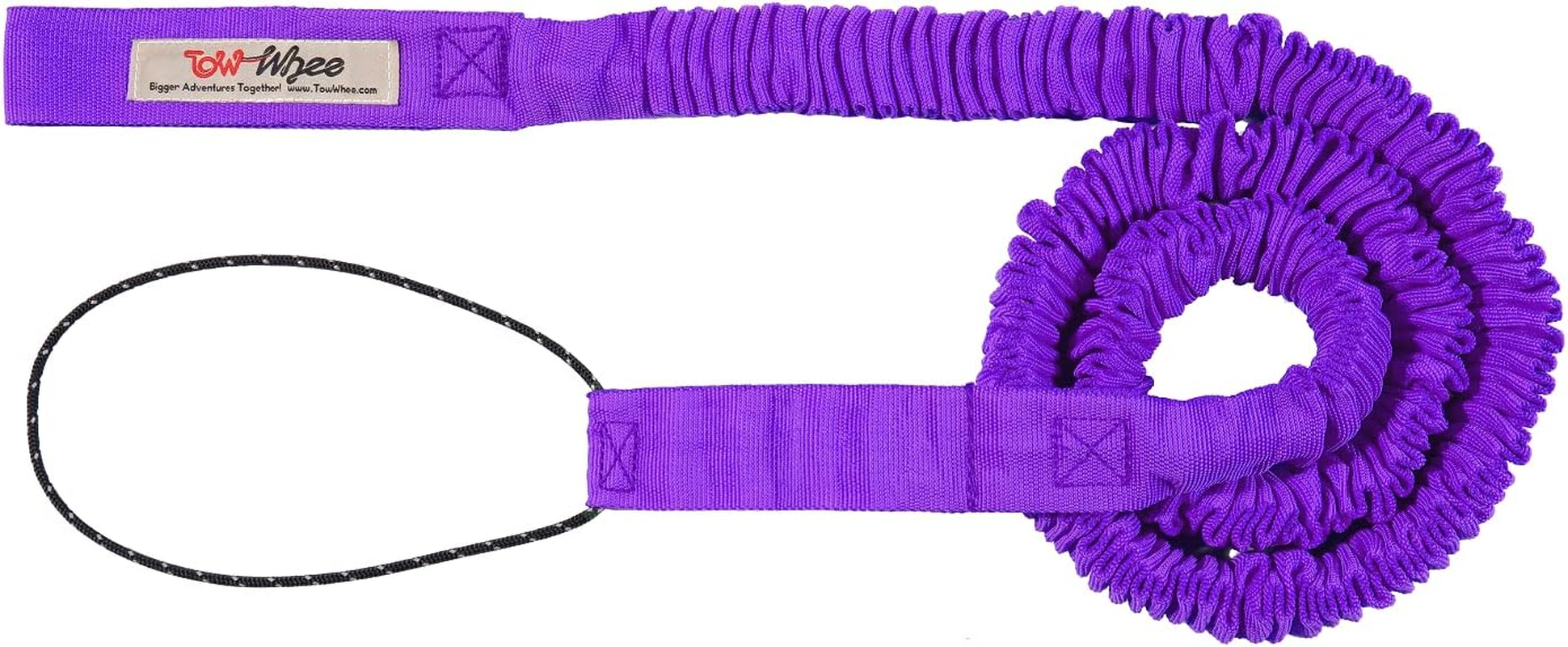 Towwhee - the Original Bike Bungee Tow Rope for Kids | MTB & Cycling Stretch Pull Strap for Riding Further with Your Child | (Kids Original Purple Connect Strap) - Made in the USA image number 2