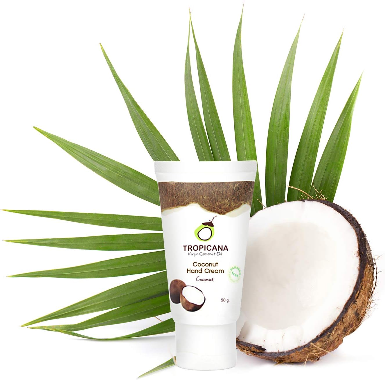Tropicana Organic Cold Pressed Coconut Oil Hand Cream Moisturizing 50G./Coconut#A2U. image number 3