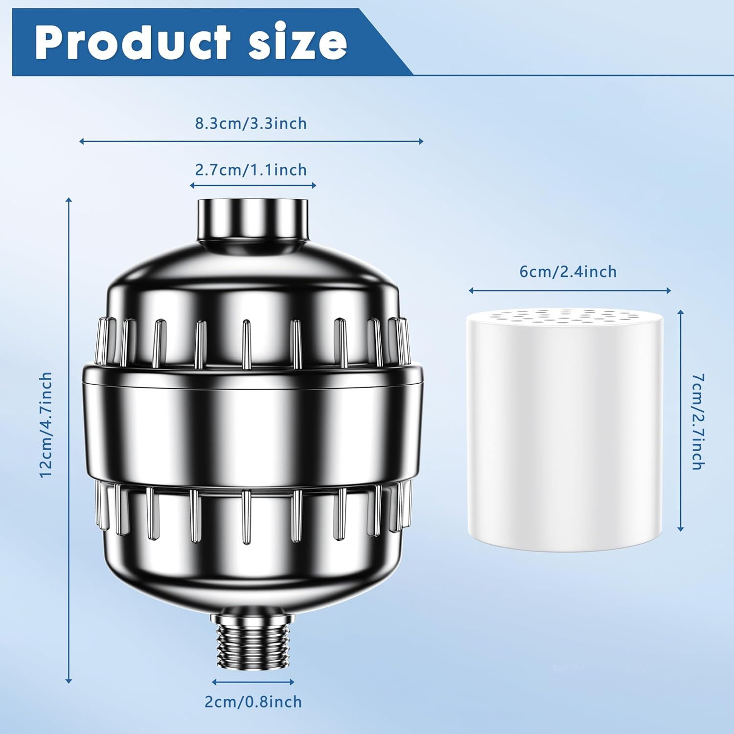 Arayuu 2 Pack Shower Filter Replacement Cartridge, 25 Stage Shower Head Filter Refill Cartridge, for Hard Water Chlorine Heavy Metal Impurity,Fit Any Similar Design Shower Water Filter image number 3