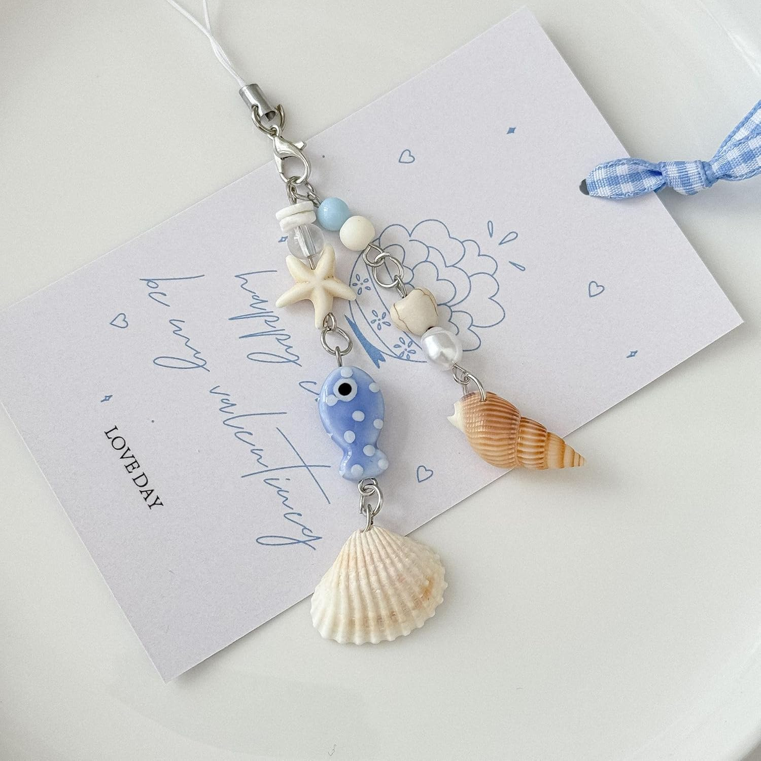 Amaezorx 2 Pcs Ocean Theme Keychains Set - Seashell & Starfish Beach Bag Charms, Cute Sea Creature Key Rings for Women Girls, Nautical Decor for Backpack Purse Wallet Accessories image number 4