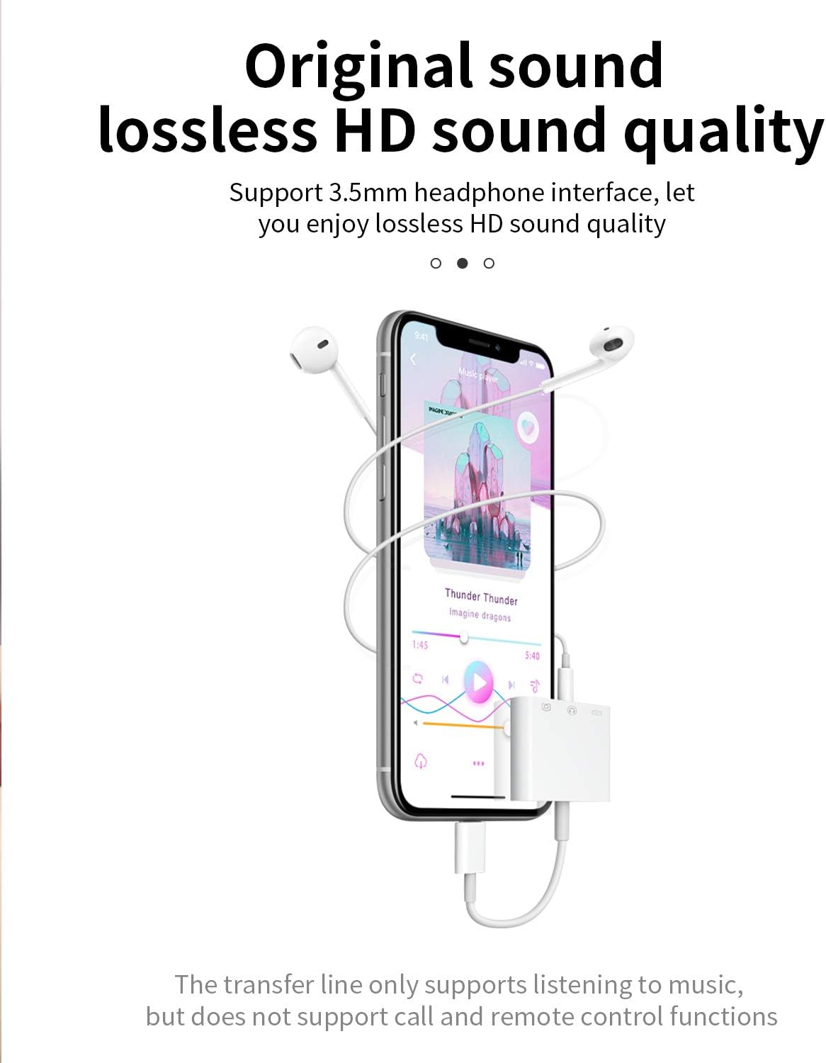 Apple Certified for Iphone Headphone Adapter 3.5Mm AUX Audio Jack and Charger Extender Dongle Earphone Headset Converter Lightning Male to USB Female OTG Cable Camera Memory Connector Kit Splitter image number 6