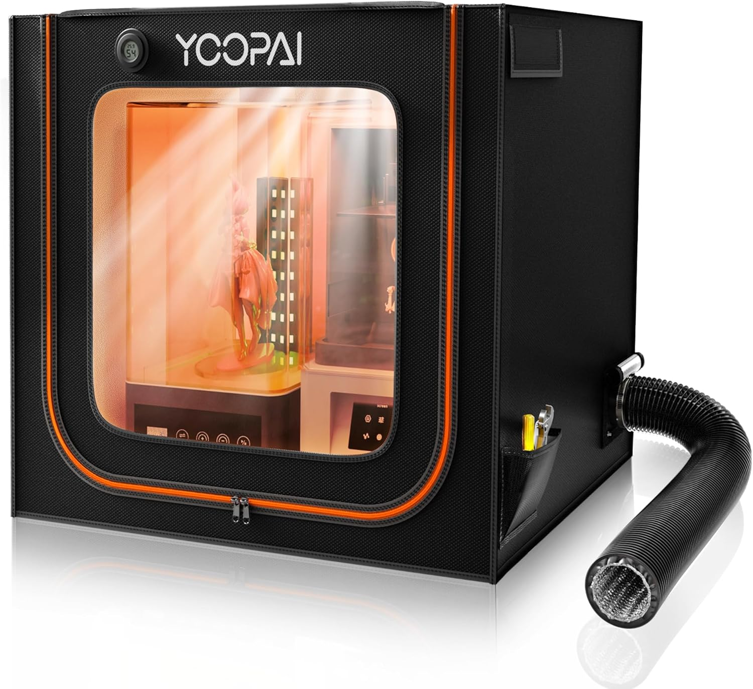 Large Resin 3D Printer Enclosure with Ventilation Kit LED Light, 3D Printer Vented Enclosure Tent Cover Eliminate Odors Dustproof Isolate Noise Compatible with LCD Resin UV 3D Printer image number 1