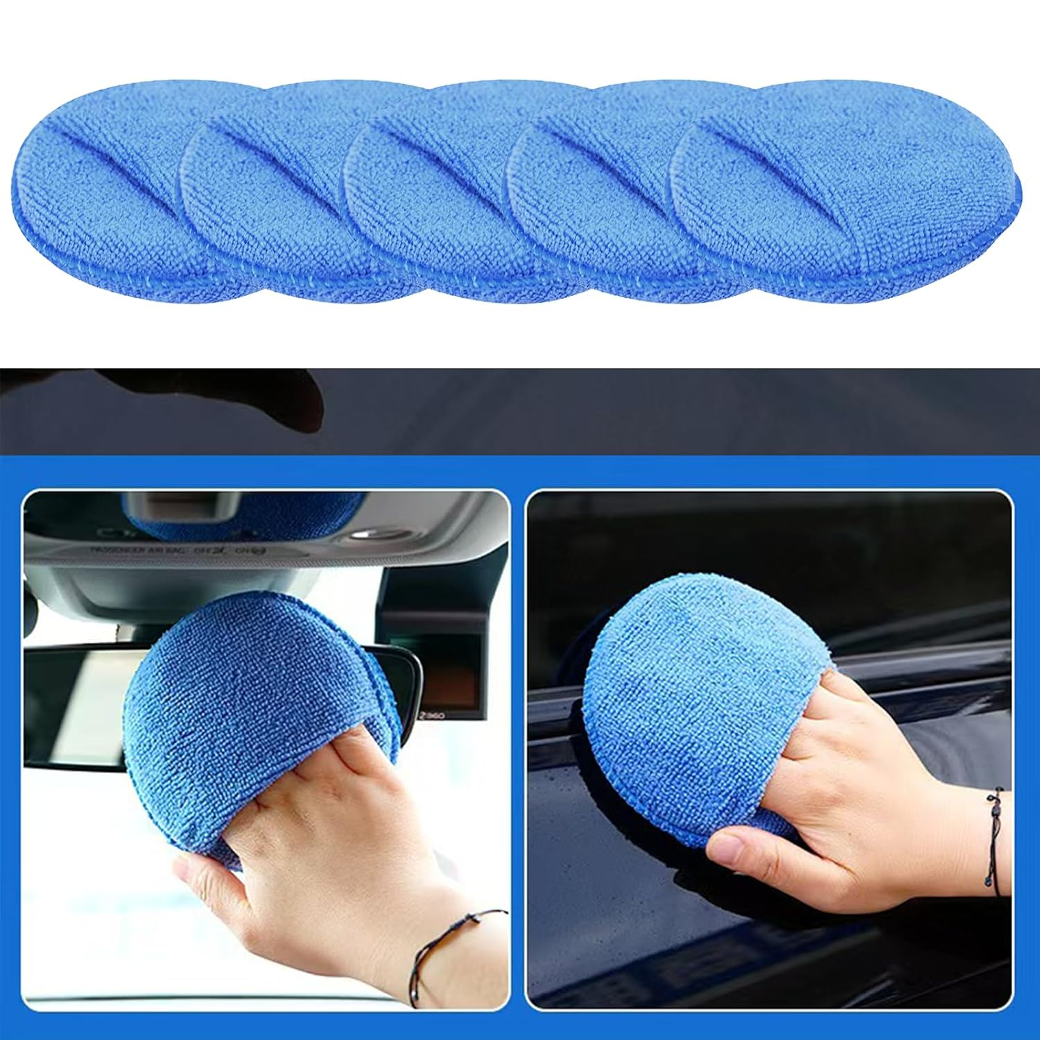 MAEZOE 5-Pack Car Wax Applicator Pads, Microfiber Applicator Pad with Finger Pocket, Buffing & Polishing Pads for Car Cleaning and Fine Polishing image number 1