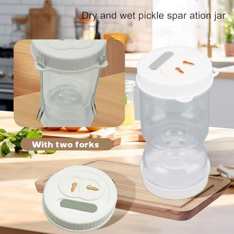 Bewinner 25Oz Pickle Jar with Strainer Flip, Olive Hourglass Pickle Container, Leakproof Dry Wet Separation Kimchi Containers for Gherkin Jalapeno image number 2