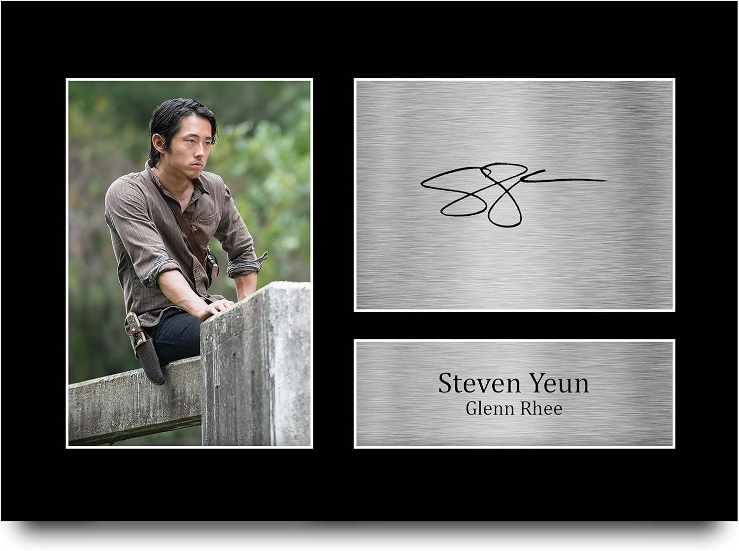 HWC Trading FR A4 Steven Yeun the Walking Dead Glenn Rhee Gifts Printed Signed Autograph Picture for TV Show Fans - A4 Framed