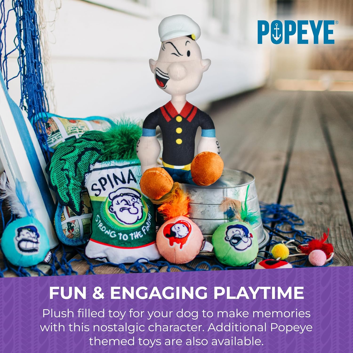 Multipet Popeye Dog Plush Toy - Toys for Dogs All Age - Extra Soft Plush Dog Toy - Stuffed Toy for Cuddling & Playing - Cute & Tough Pet Toy (11") image number 4