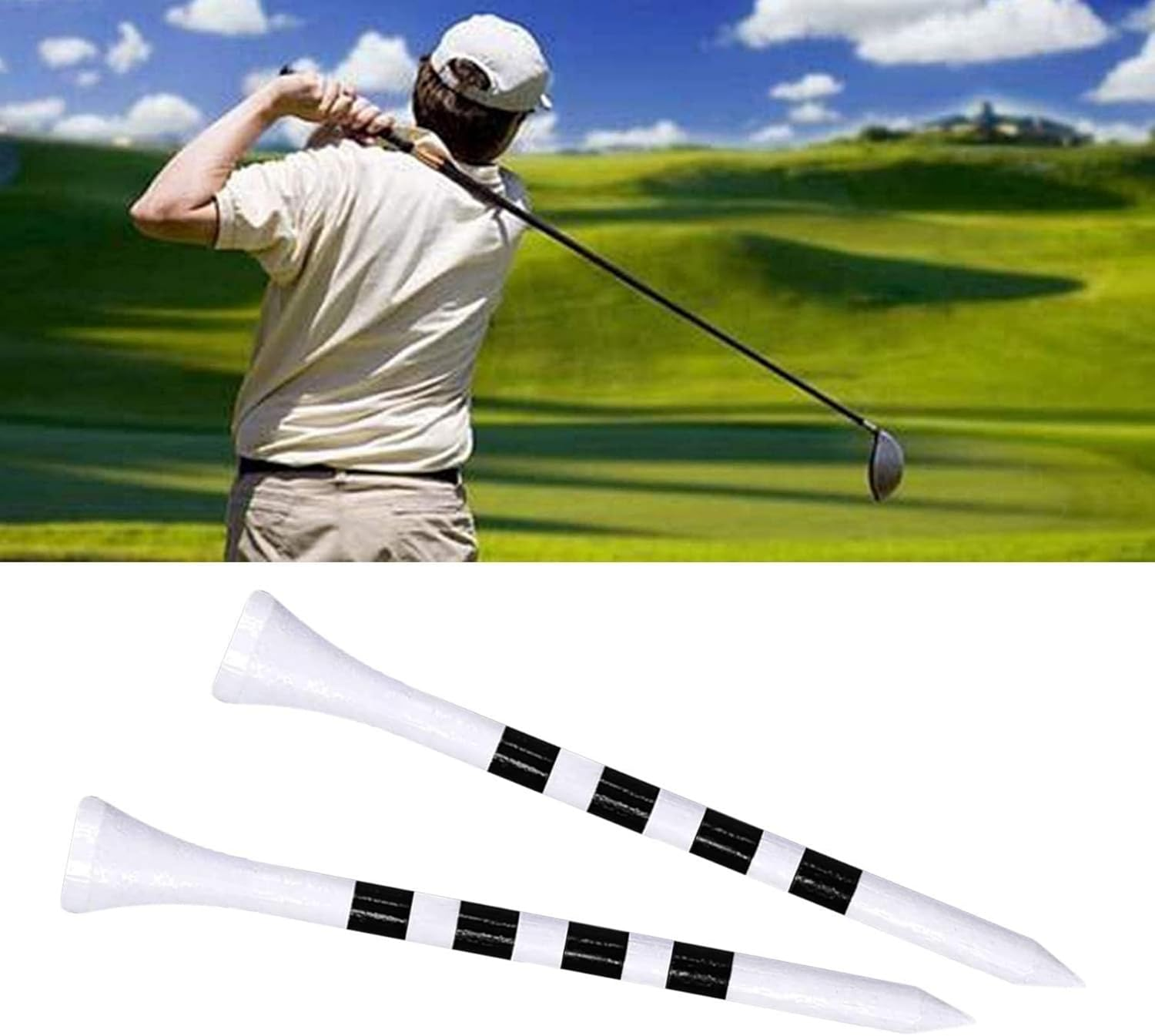 GAIVEK 100 Pcs Natural Wood/Bamboo Golf Tees 70Mm, Durable Biodegradable Reduce Friction & Side Spin, More Durable and Stable Golf Tees