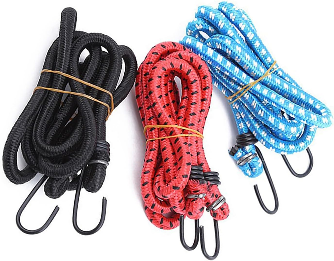 3 Piece Elastic Bungee Strap Set with Camping Weather Resistant Elastic Luggage Cord Bungee Cord Hook for Securing Luggage