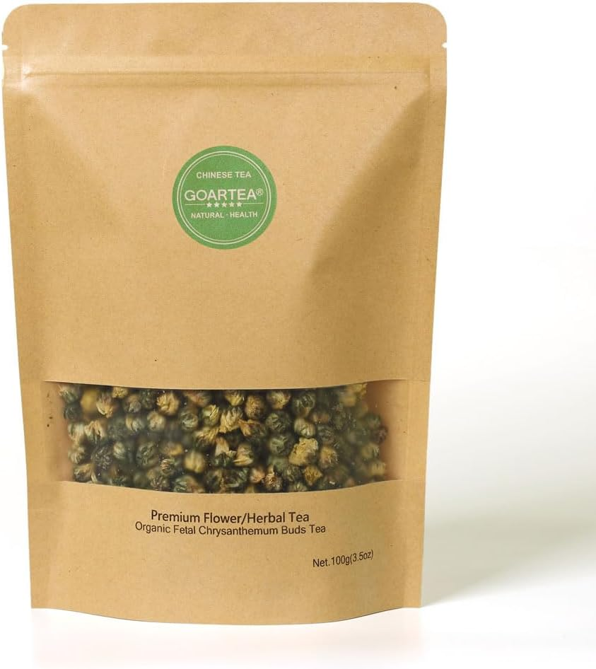 GOARTEA Chrysanthemum Tea Flowers 100G / 3.5Oz Chrysanthemum Flower Tea Loose Leaf Premium Dried Fetal Chrysanthemum Bud Herbal Tea