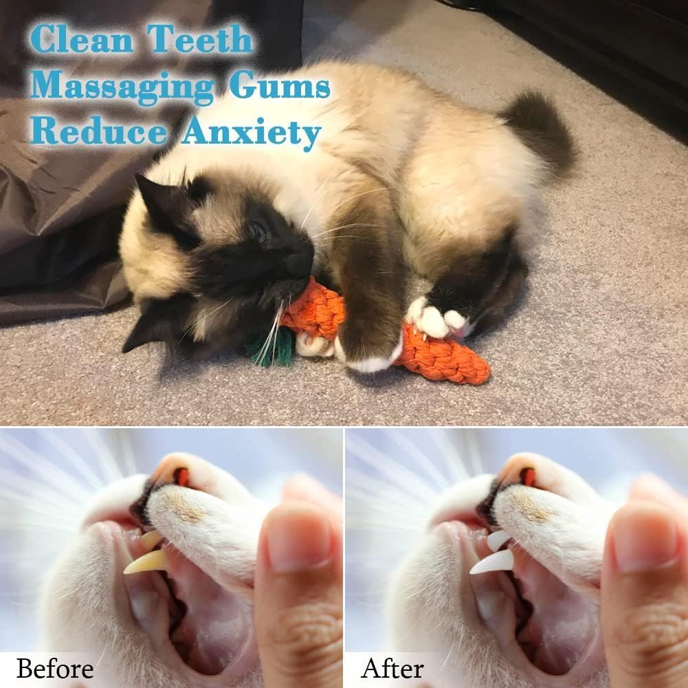 Puppy Chew Toys Carrot, 2 Pack Braided Rope Dog Toy for Small Dog Teeth Cleaning (Orange Red, One Size（24Cm）) image number 3