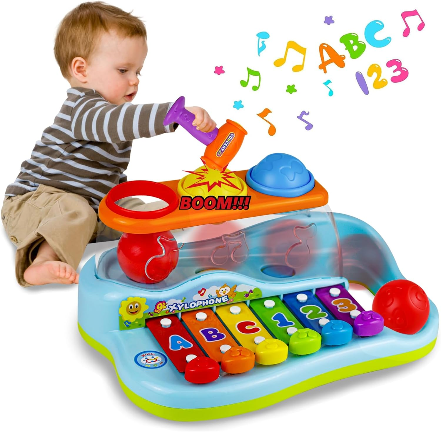 Baby Toys for 1 2 Year Old Boys Girls, Kids Musical Instruments, Hammering Pounding Xylophone Piano Toys with Sensory Montessori Balls, Early Educational Toys for Toddler, Christmas Gifts image number 5