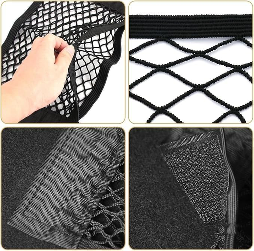 2Pcs Car Stretchable Storage,Universal Mesh Cargo Net Wall Sticker Organizer Pouch Bag Storage Mesh Net for Car Trunk (50CM) image number 5