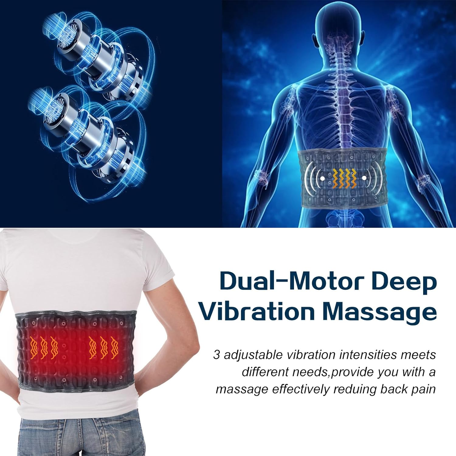 Goldmille Decompression Blet with Heat & Massage for Lower Back Pain Relief, Inflatable Back Massager Belt Lumbar Support, One Size Fits 29-49 Waist image number 4