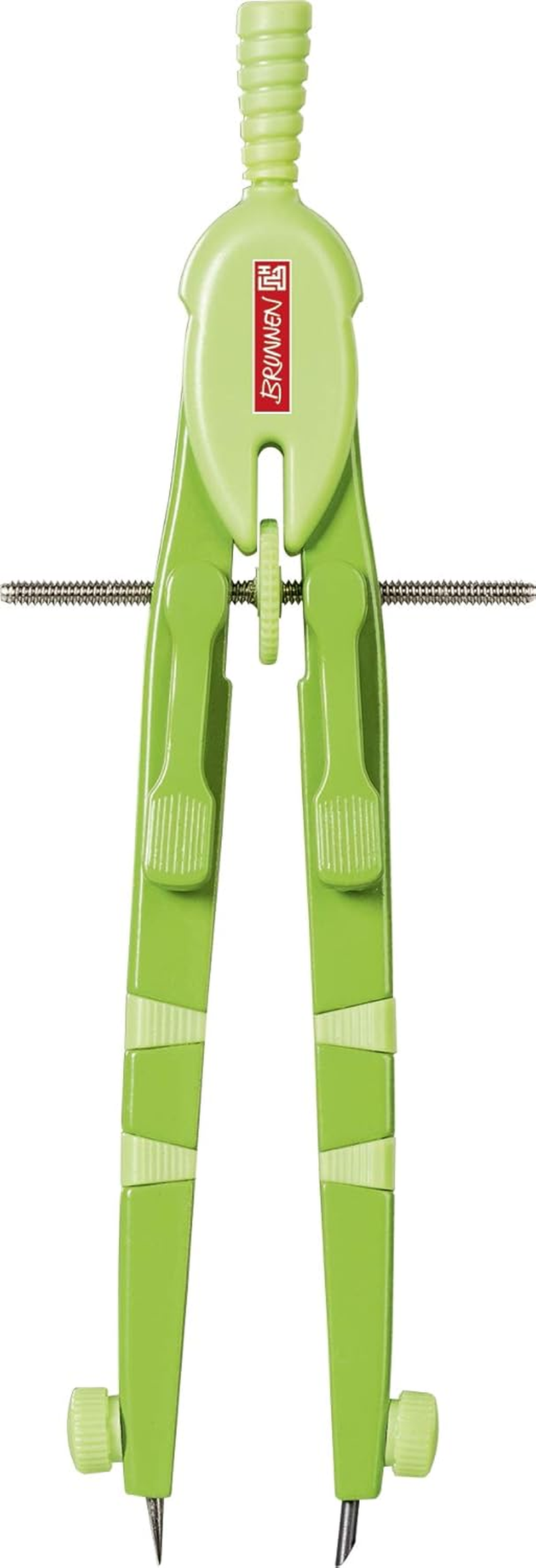 Brunnen 104954090 Spring Bow Compass Length 170 Mm in Shatterproof Plastic Case with Transparent Lid Kiwi Colour Code"Peak 4" (For Circles up to 38 Cm Diameter