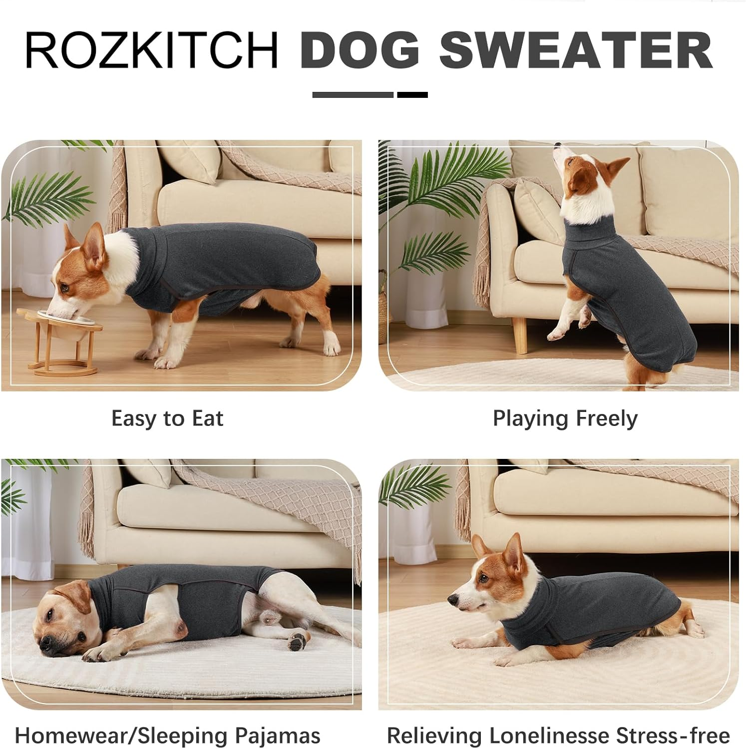 ROZKITCH Dog Winter Coat Soft Pullover Pajamas, Pet Windproof Warm Cold Weather Jacket Vest Cozy Onesie Jumpsuit Apparel Outfit Clothes for Small, Medium, Large Dogs Walking Hiking Travel Sleep Black image number 7
