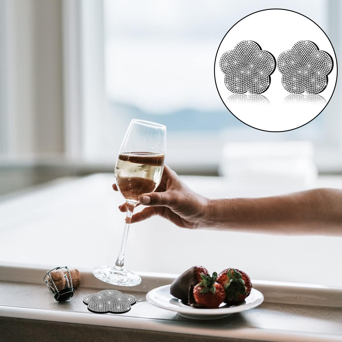 BEZANU Bling Silicone Car Cup Holders, 2 PCS Non-Slip Car Cup Pads for Universal Interior Accessories (7Cm/ 2.75In)