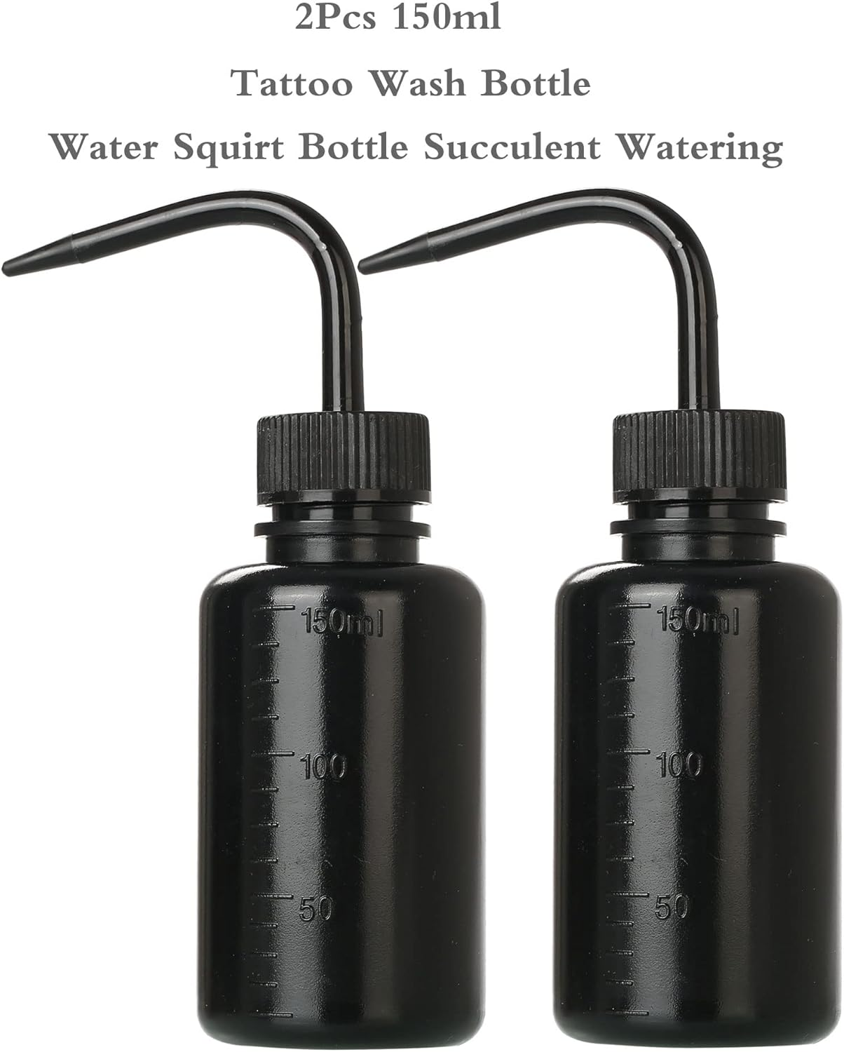 2Pcs Tattoo Wash Bottle 150Ml | 5Oz Water Squirt for Succulent Watering, Safety Rinse, Medical Cleaning - Black image number 4