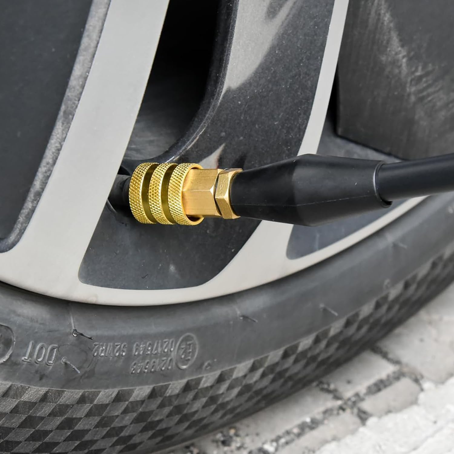 1PCS Heavy-Duty Copper Air Chuck Tire Inflator Adapter with Quick Connect Mechanism, Universal Fit for Car Truck SUV Bicycle Tires, Emergency Portable Inflation Tool Accessory image number 6