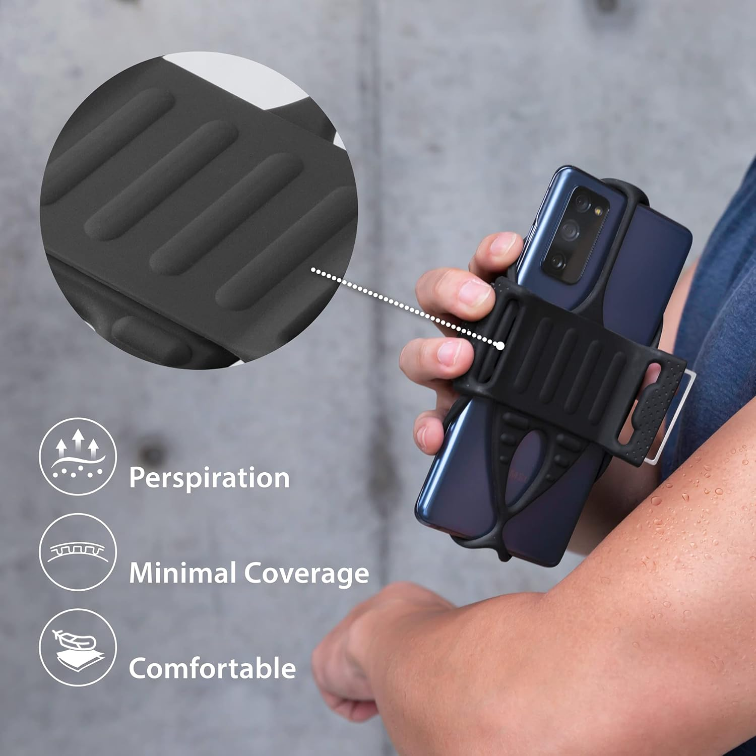 Bone Run Tie 2 (2Nd Gen) Phone Holder for Running Armband Universal Cell Phone Holder, Fits Phone Size 4.7-7.2 Inches for Iphone 15 14 13 12 11 plus Pro Max Samsung Galaxy (Black / 9.8-15.7") image number 2