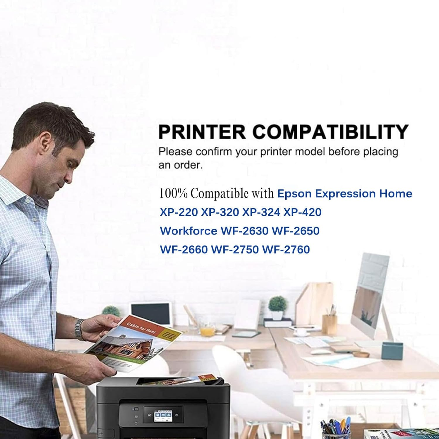 Compatible Ink for Epson 220XL for Epson Expression Home XP-220 XP-320 XP-324 XP-420 Workforce WF-2630 WF-2650 WF-2660 WF-2750 WF-2760 (1BK,1C,1M,1Y) 4 Pack