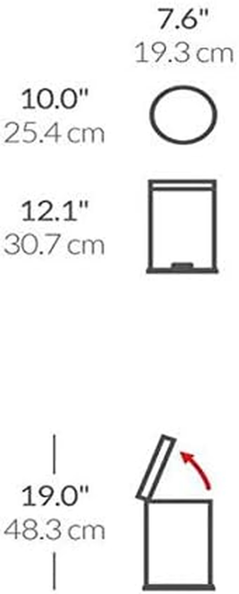 Simplehuman 4.5 Liter / 1.2 Gallon round Bathroom Step Rubbish Bin, Brushed Stainless Steel image number 1