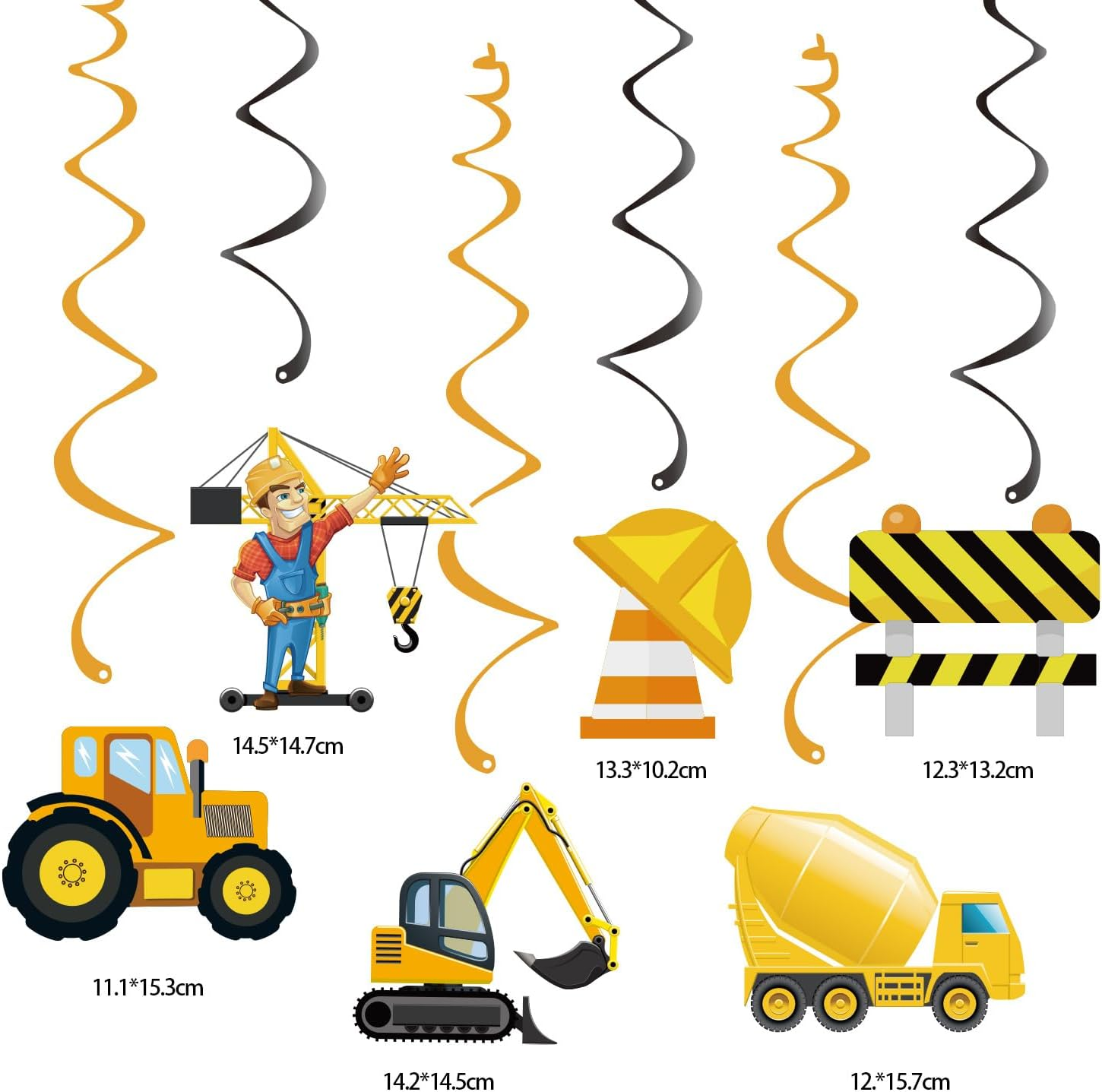 Construction Birthday Party Decorations Construction Happy Birthday Banner Vehicle Truck Cake Topper Hanging Swirls Ceiling Streamers Decor for Construction Birthday Party Supplies image number 2