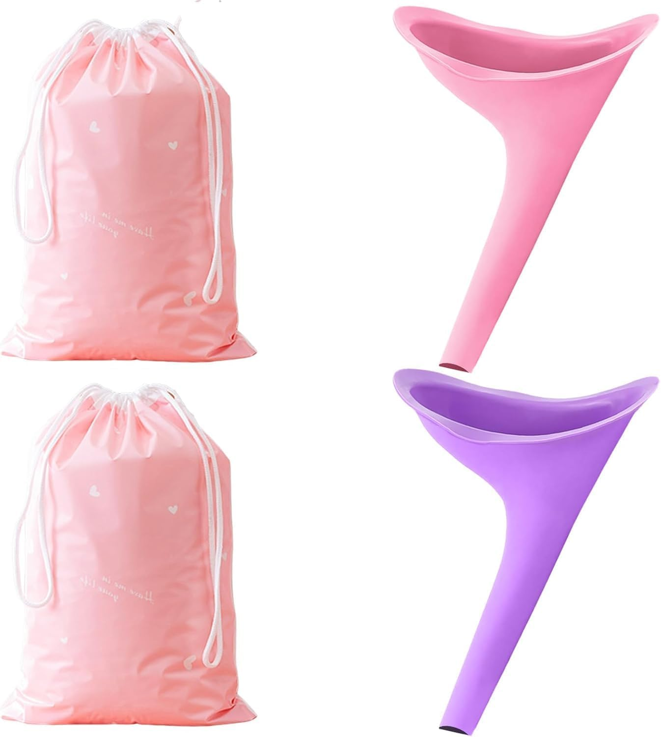 Portable Female Urination Device, 2 Pack Reusable Silicone Standing Urinal with Waterproof Storage Bag for Travel, Camping, Outdoor Activities image number 2