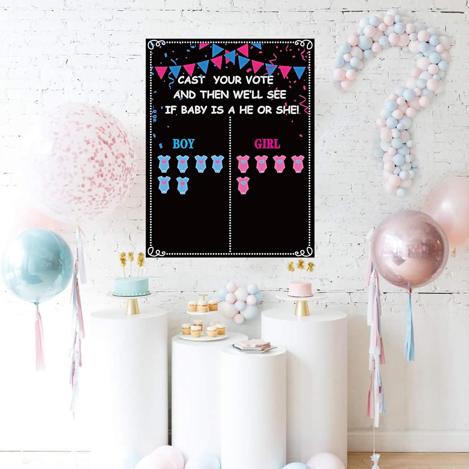 Gender Reveal Decorations - 54 Voting Poster Ideas Gender Reveal Game Props Boy or Girl Party Supplies for Gender Reveal Voting Boards image number 1