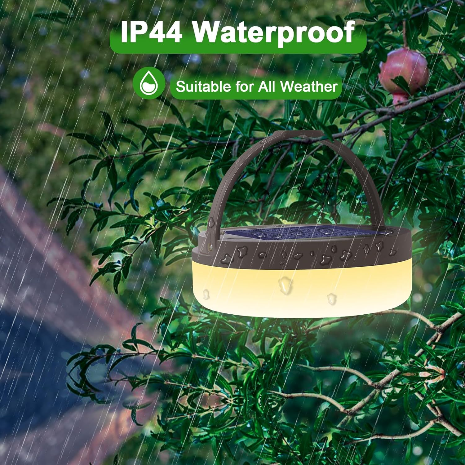 Solar Camping String Light, 12.8M 128 LED Solar Portable Waterproof Camping Lights with Remote, USB Type-C Rechargeable Portable Camping Lights with 8 Lighting Modes for Garden Party Decorations image number 4