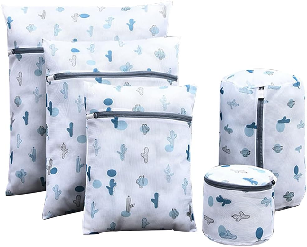 Vivva 5Pcs Durable Mesh Laundry Bags for Delicates, Travel Storage Organize Bag, Clothing Washing Bags for Laundry, Blouse, Bra, Hosiery, Stocking, Underwear, Lingerie (Cactus)