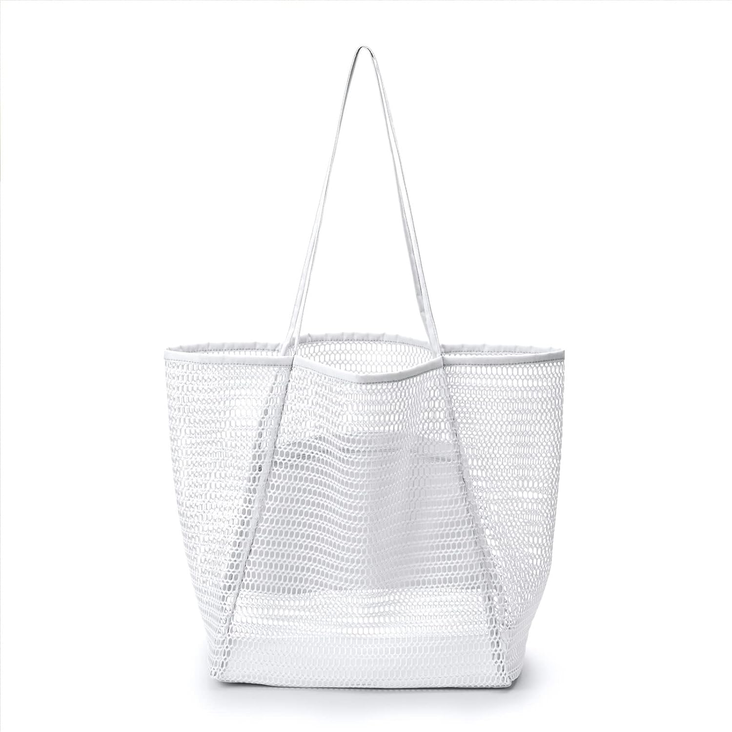 Large Mesh Beach Bag and Beach Bag Tote, Toy Tote Bag with Pockets Are Lightweight Foldable for Family Pool & Vacation Essential,White image number 2